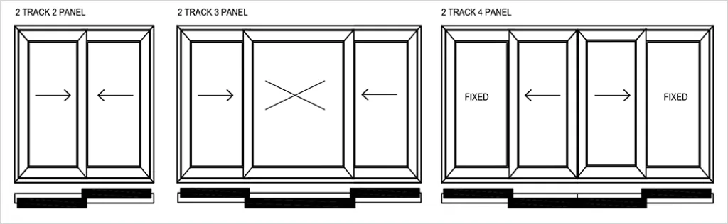 2 Track UPVC sliding door for balconies 