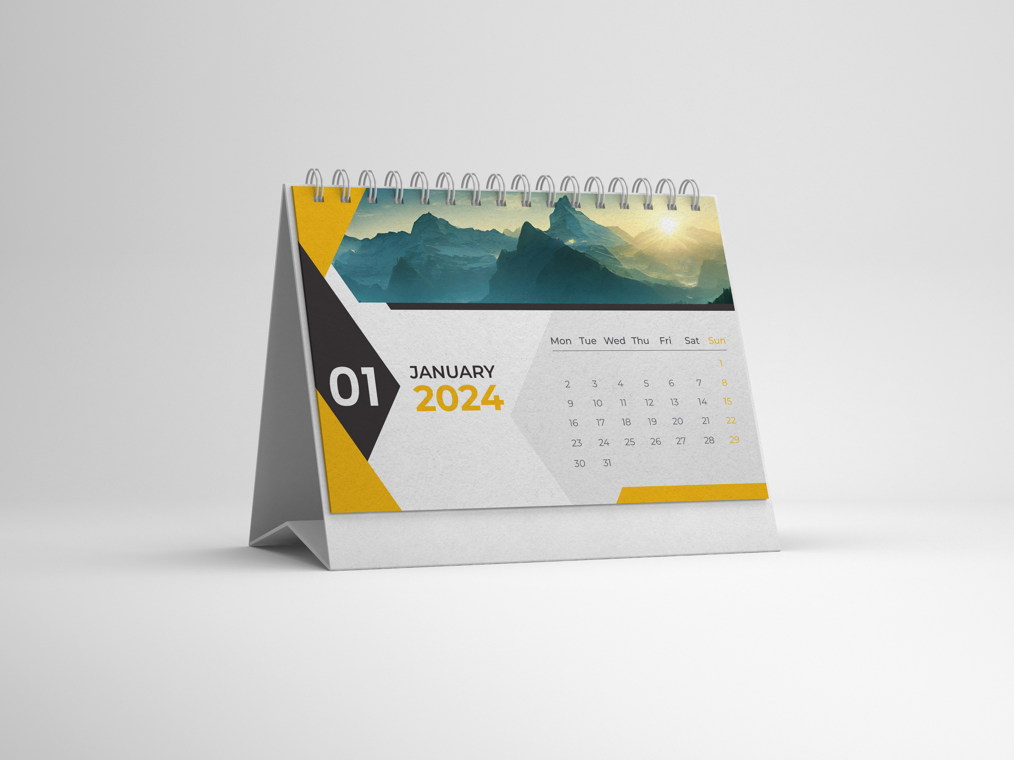Desk calendar showing January 2024